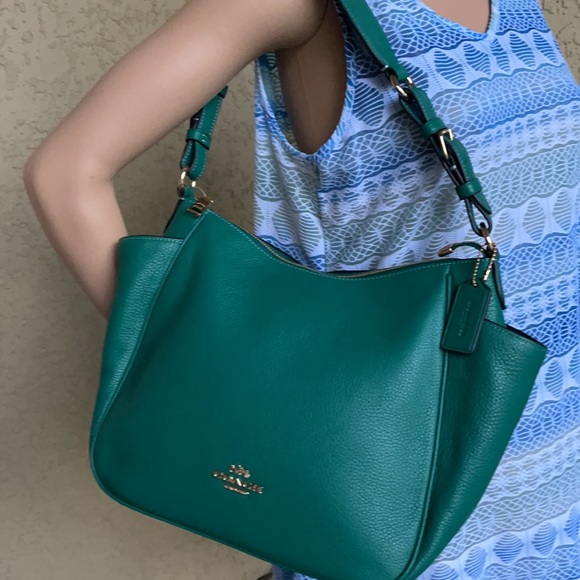 COACH Rori Shoulder Bag COLOR: Gold/Bright Jade - Picture 11 of 16